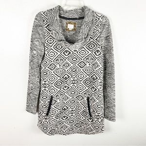 ANTHROPOLOGIE POSTMARK Konya Ikat Cowl Neck Pockets Aztec Print Sweater Small